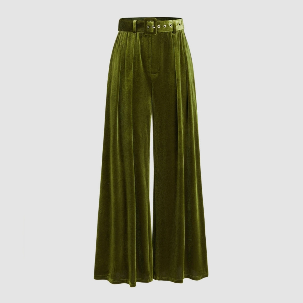 Chic Olive Green Velvet Pants by Cider